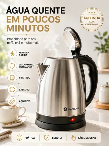 Chaleira elétrica inox 1,8L