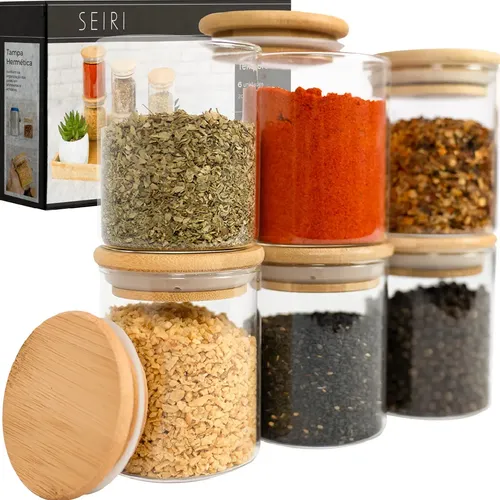Kit potes para tempero em vidro