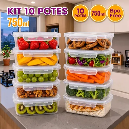 Kit 10 potes herméticos 750ml