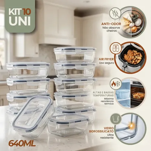 Kit 10 potes para marmita 640ml